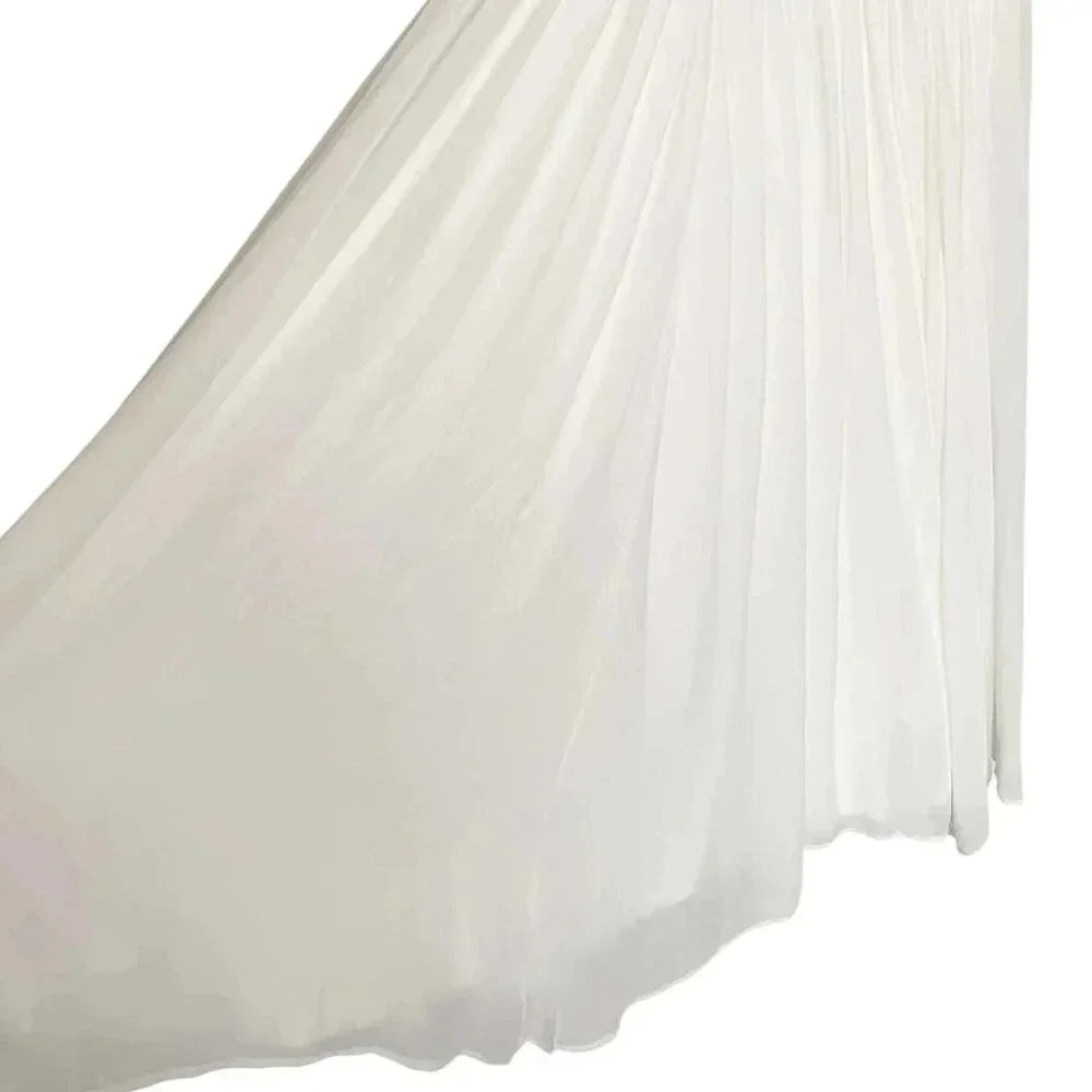 Torrid Chiffon Midi Dress Ivory Sleeveless V-Neck Wedding - Picture 8 of 9